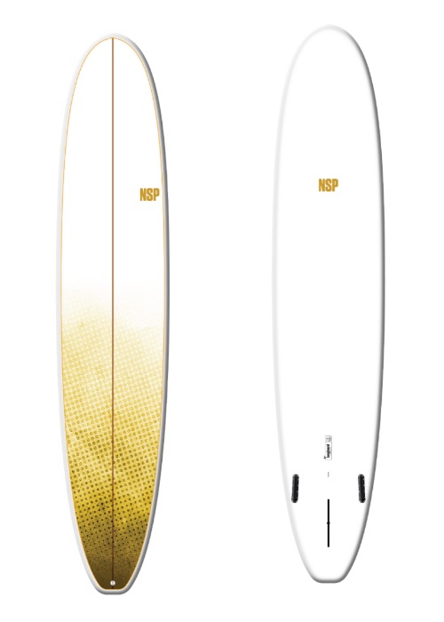 A surfboard with two different designs of the same design.